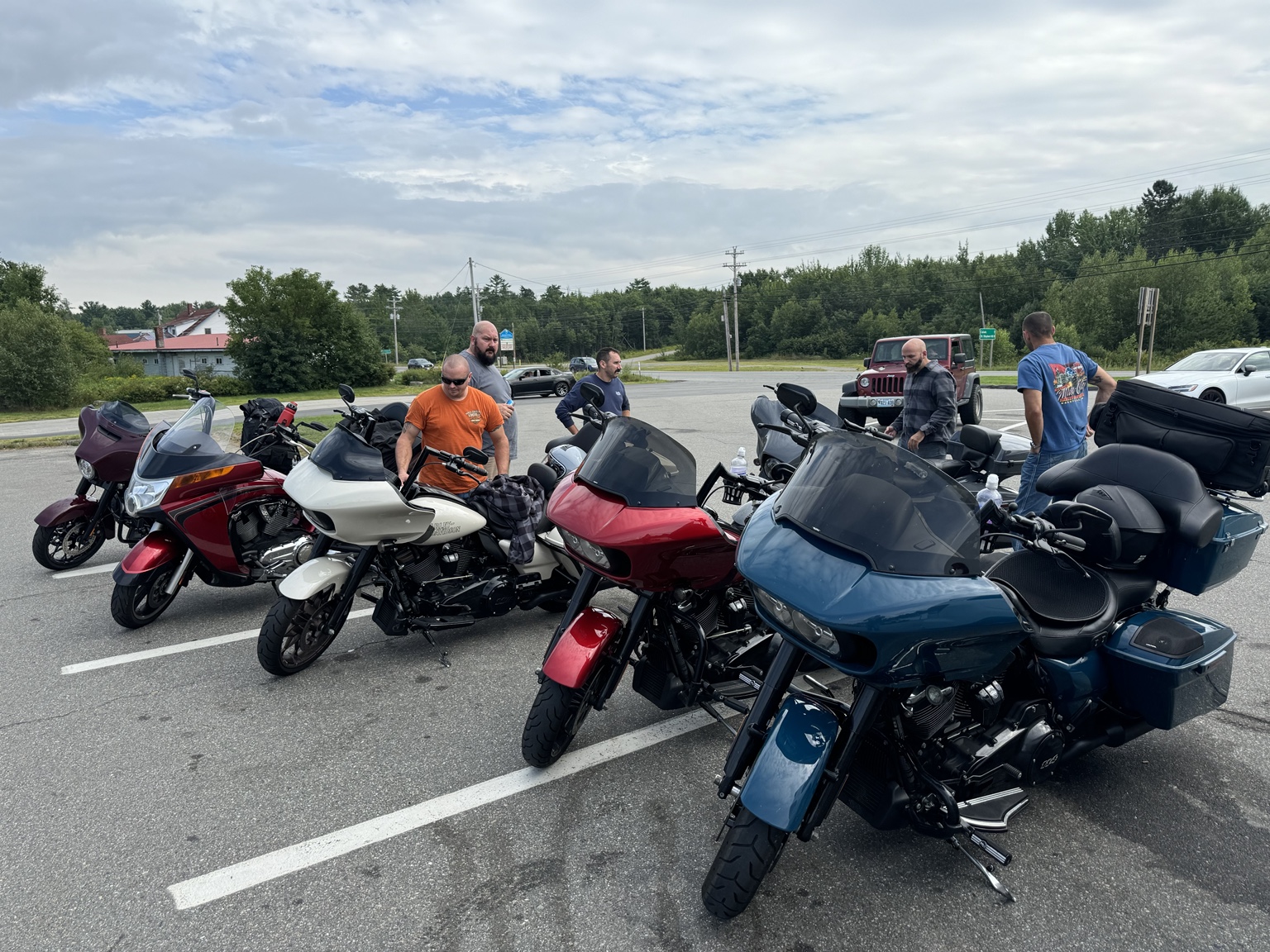 Motorcycles parked together during our Nova Scotia trip