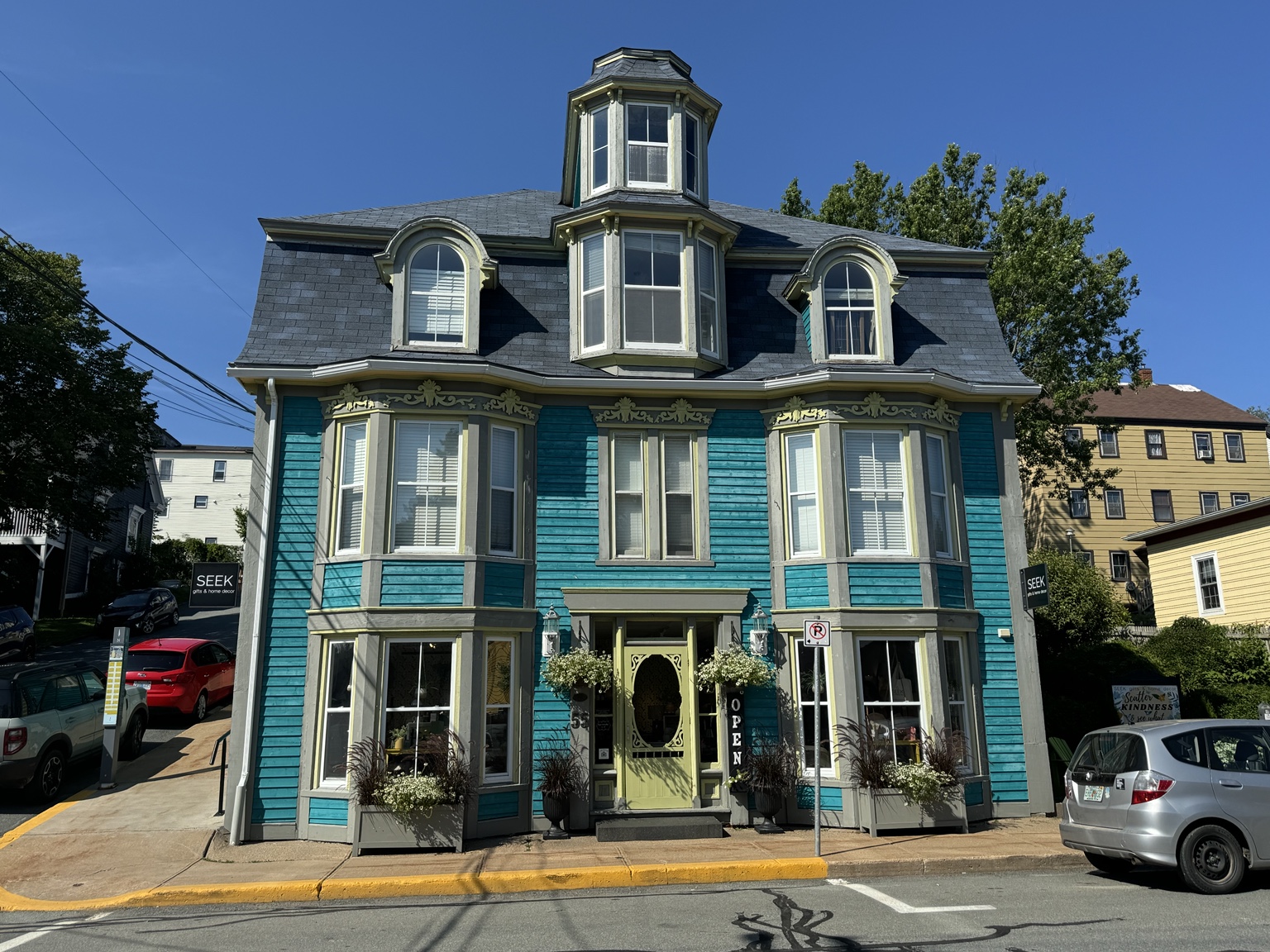 Colorful building with ornate windows in Lunenburg